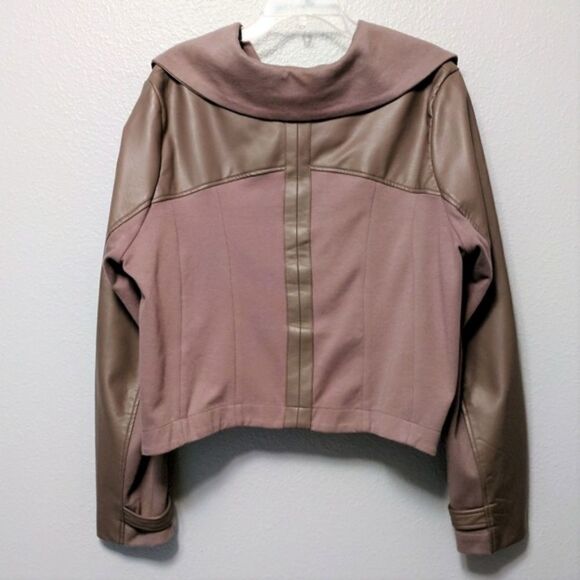 BLANC NOIR Funnel Neck Faux Leather Jacket 2X - Picture 6 of 9